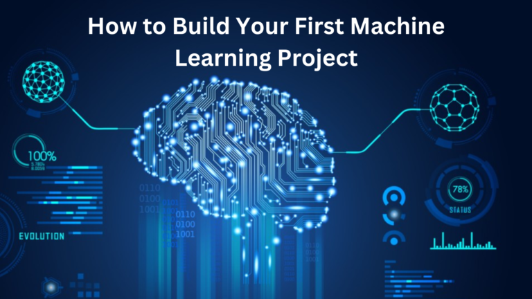 A futuristic illustration of a digital brain with interconnected circuits and data visualizations, representing the process of building a machine learning project.